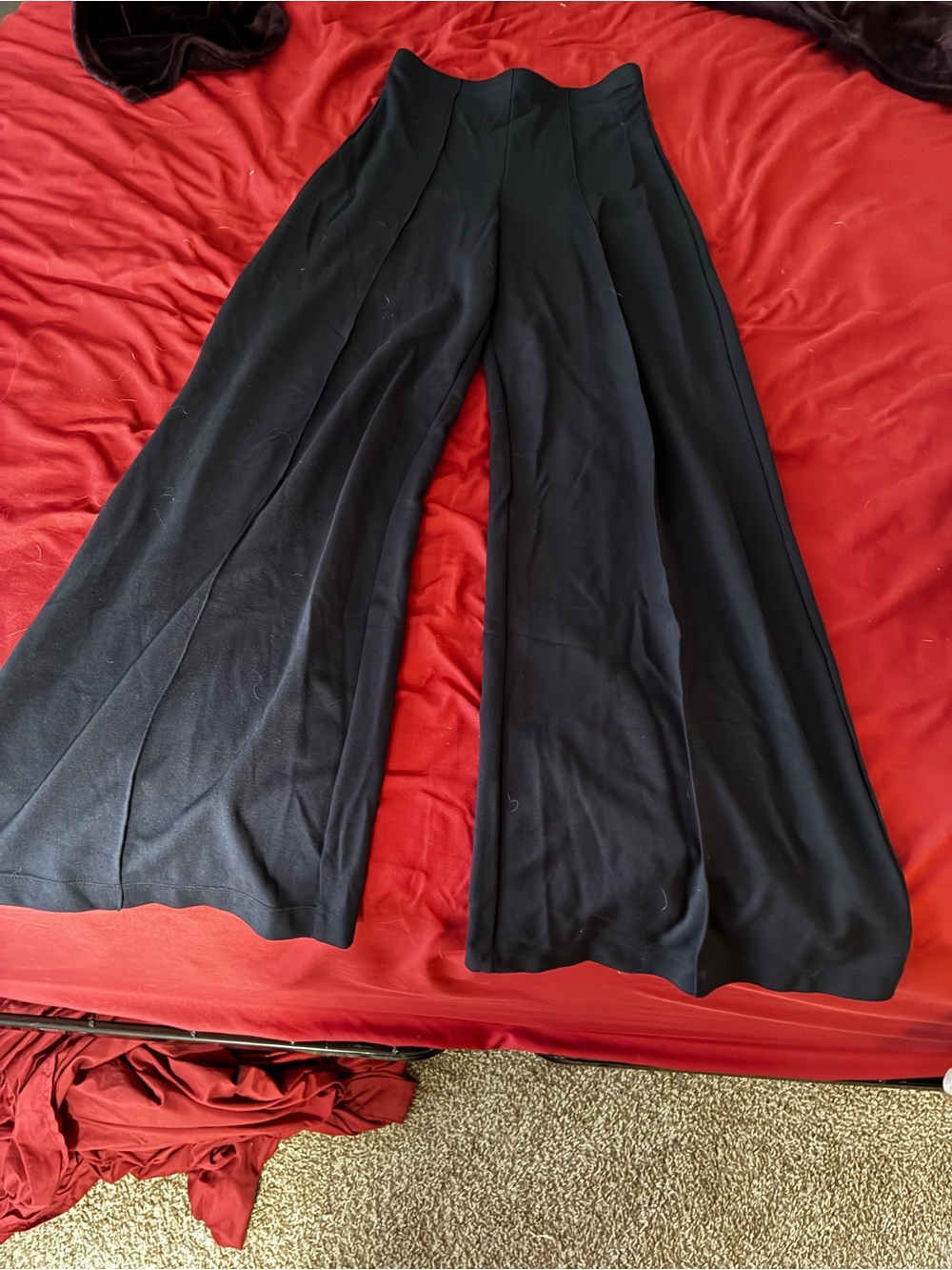 Max Studio Dark Navy Wide-Leg High Rise Palazzo Pants